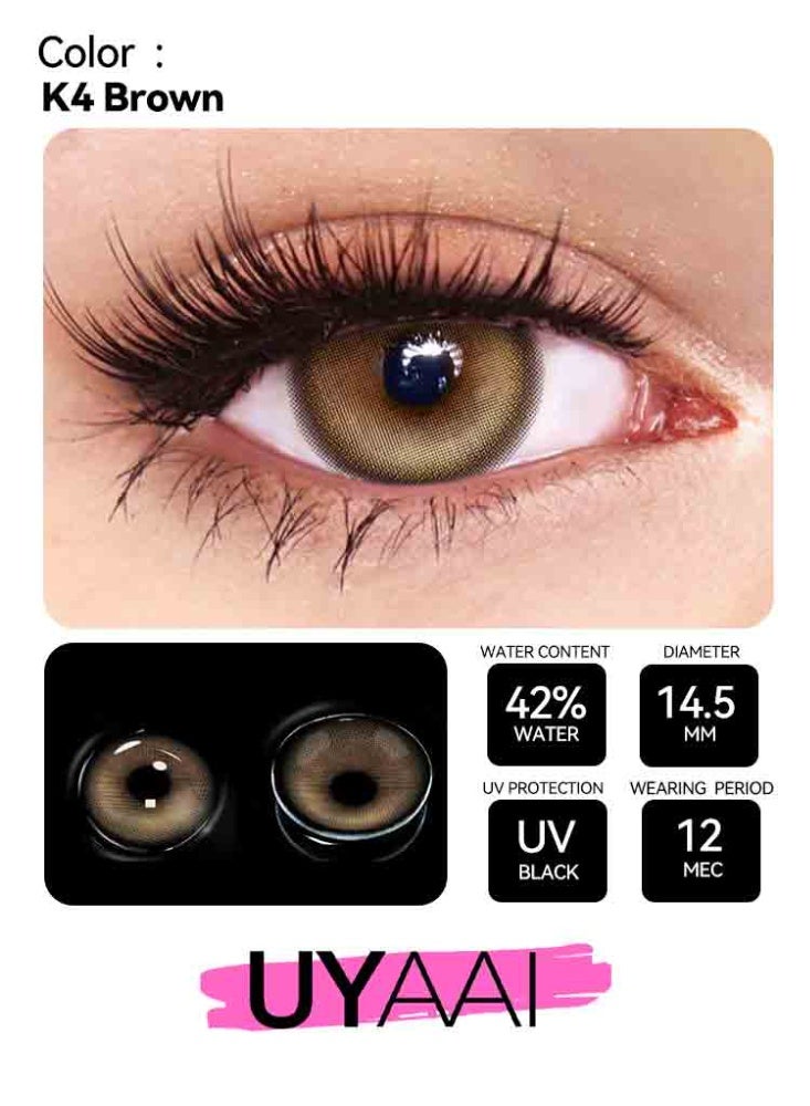UYAAI Natural Brown Lenses Yearly Colored Contact Lenses, Unisex Cosmetic Contact Lenses, Natural Fashion Lenses, 42% Water - Image 2